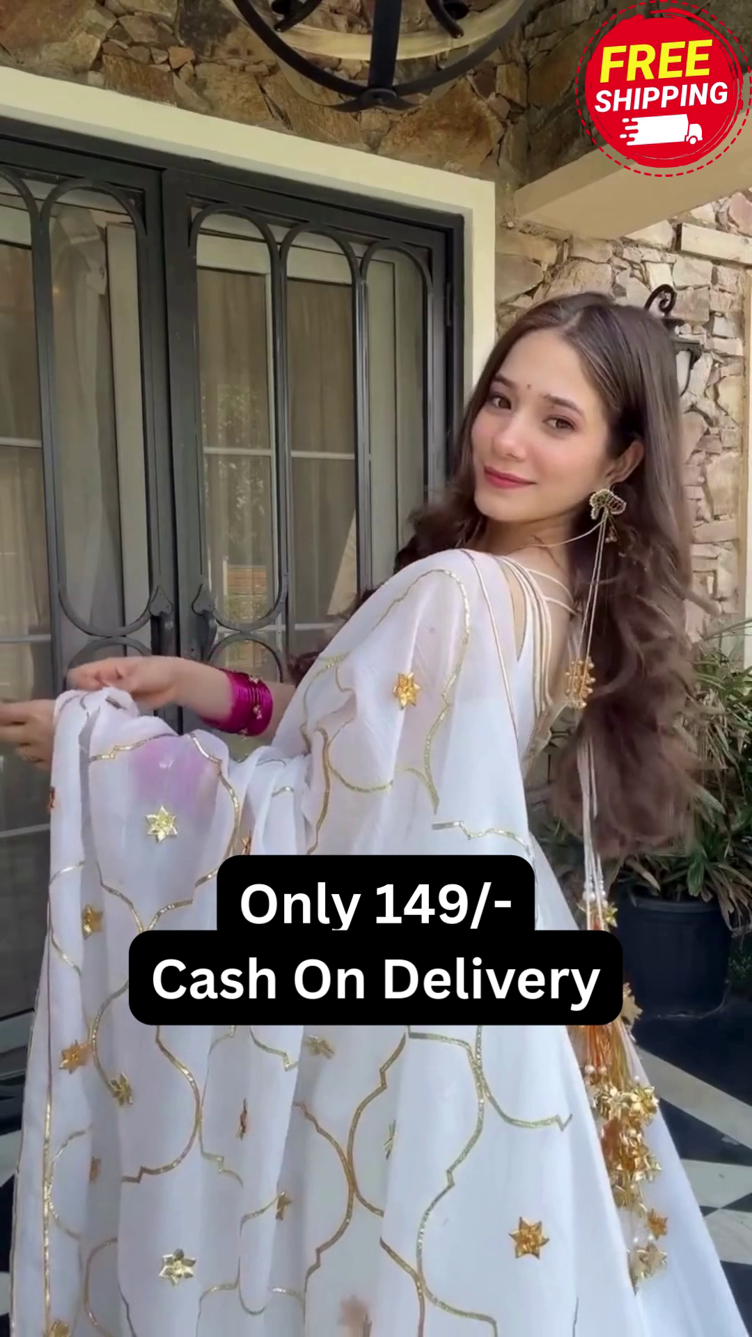 White Designer Anarkali Suit