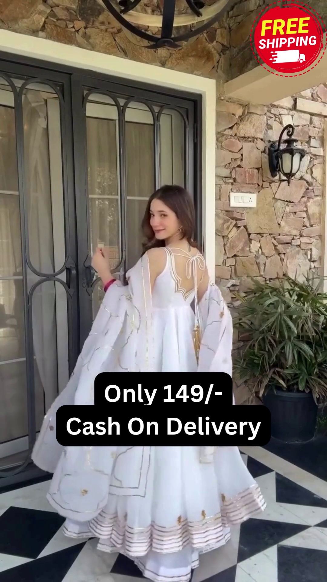 White Designer Anarkali Suit