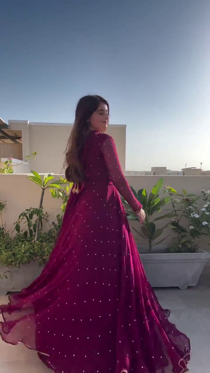Maroon Embellished Anarkali Gown