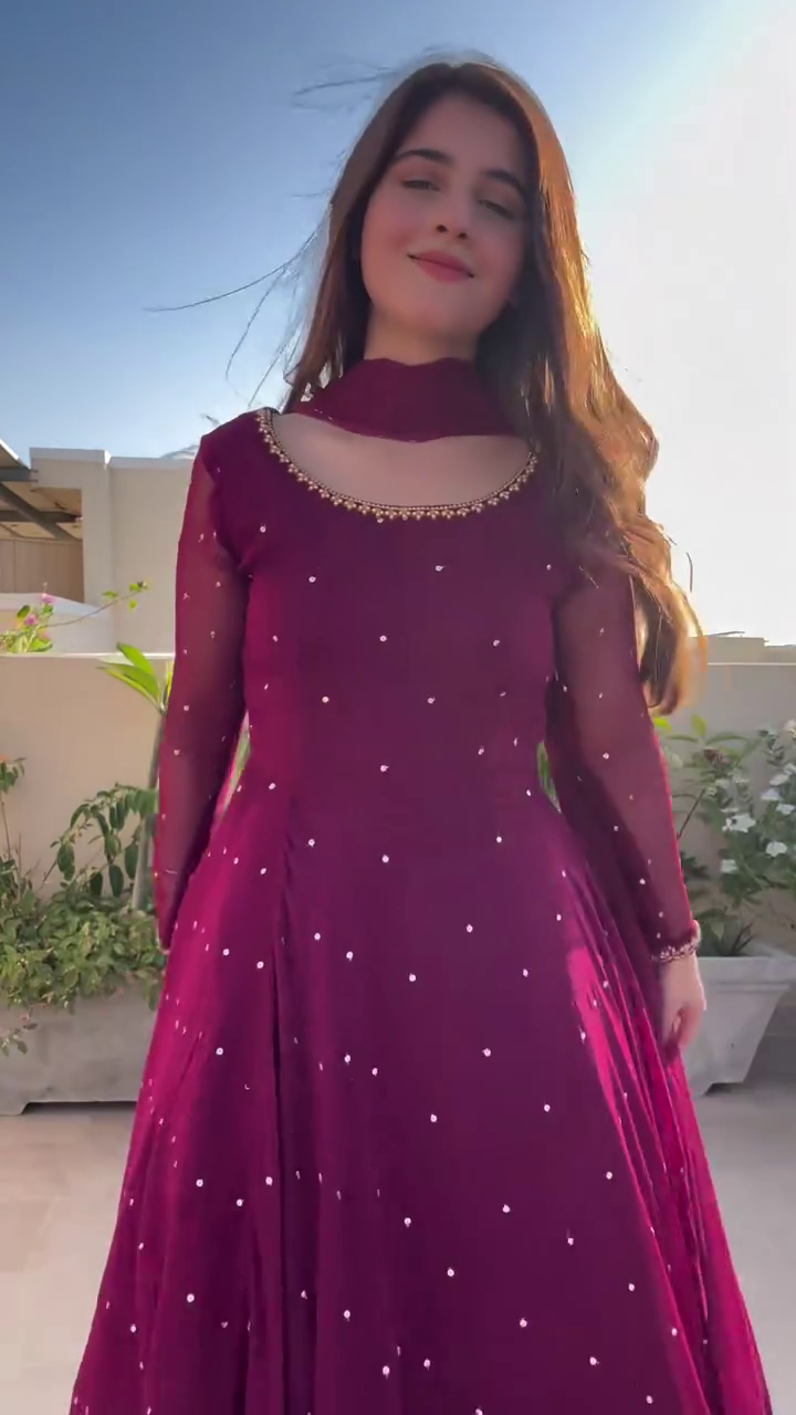Maroon Embellished Anarkali Gown