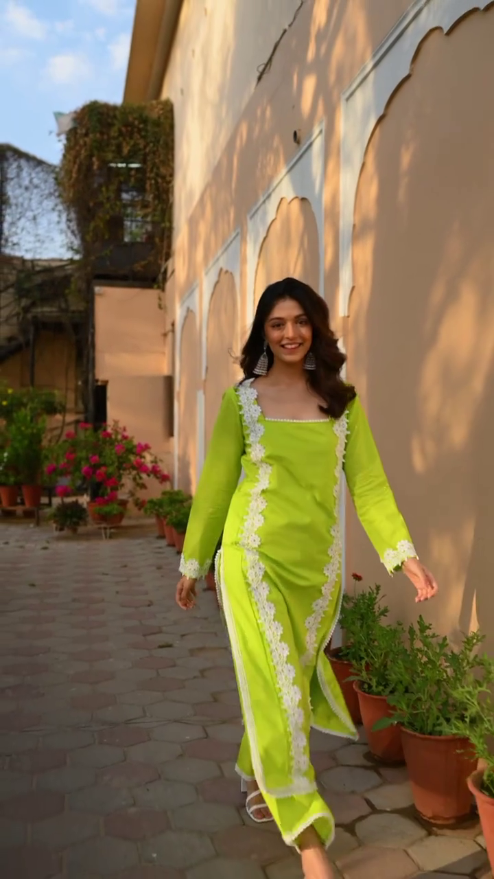 Lime Green Lace Suit