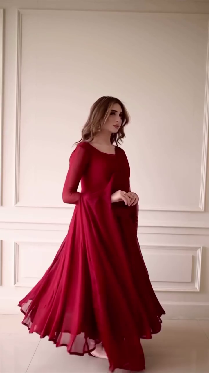 Elegant Red Anarkali Gown