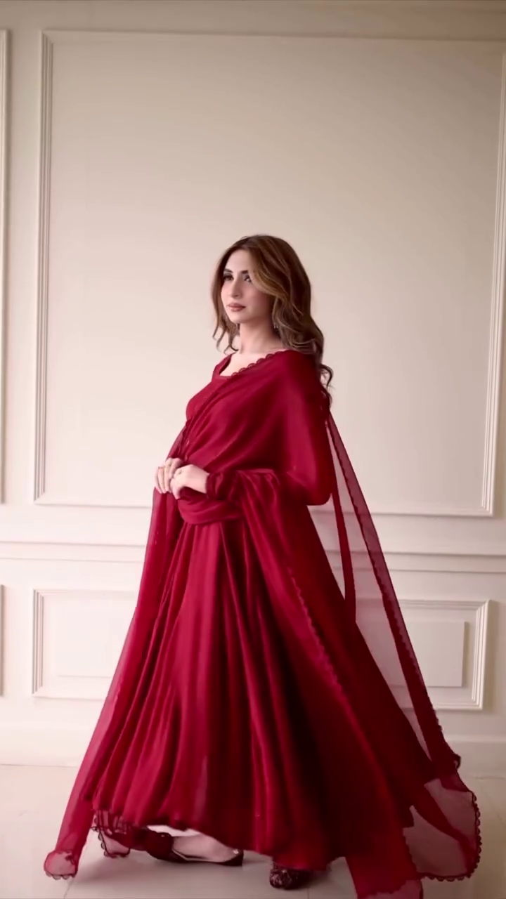 Elegant Red Anarkali Gown