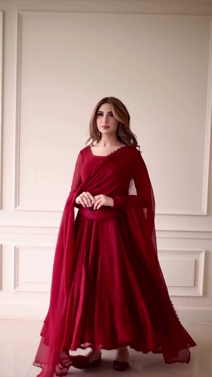 Elegant Red Anarkali Gown
