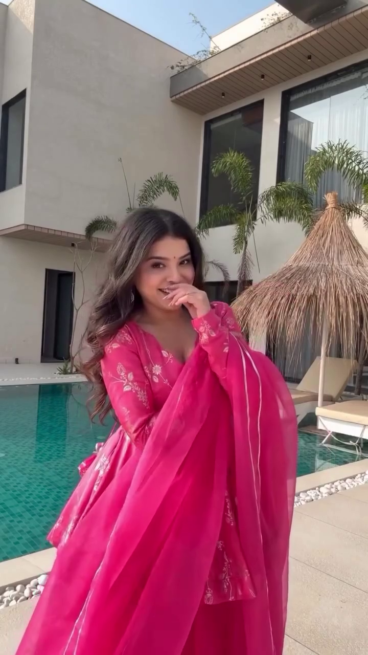 Vibrant Pink Peplum Sharara Set