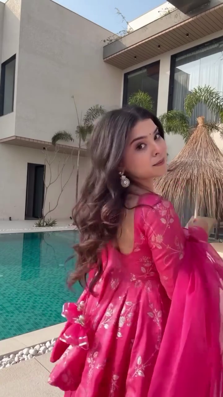 Vibrant Pink Peplum Sharara Set