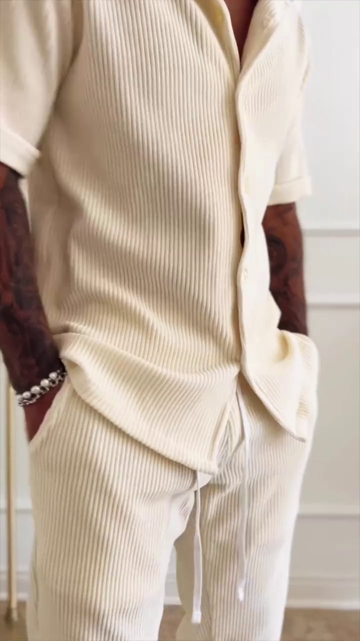 Cream Ribbed Co-ord Set