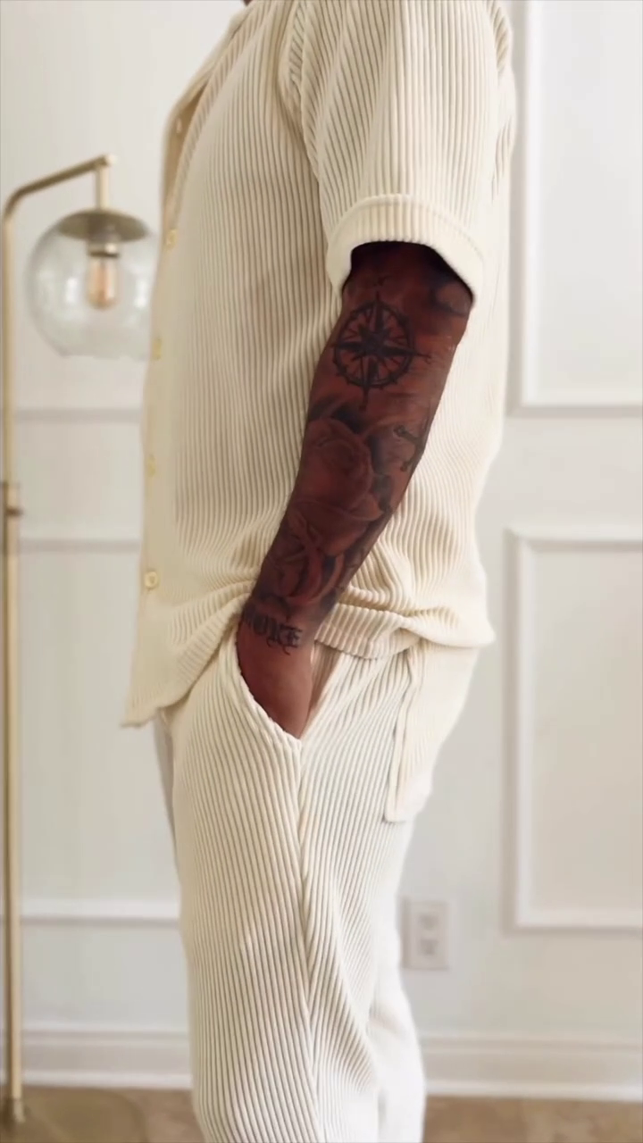 Cream Ribbed Co-ord Set