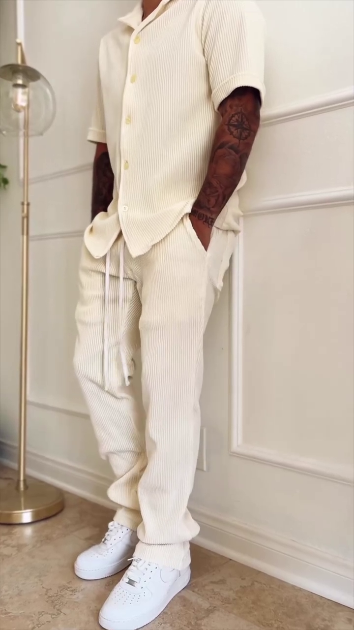 Cream Ribbed Co-ord Set