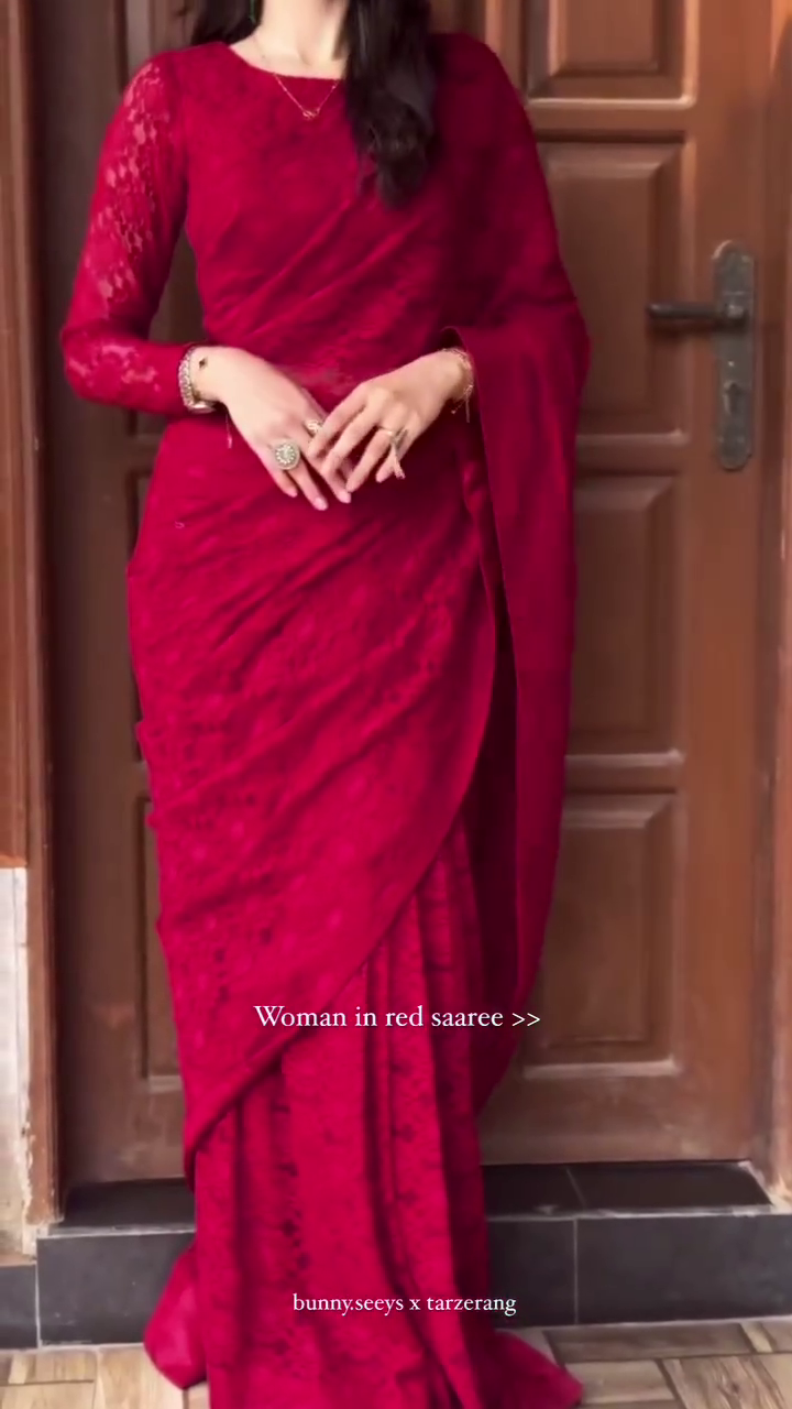 Elegant Red Lace Saree