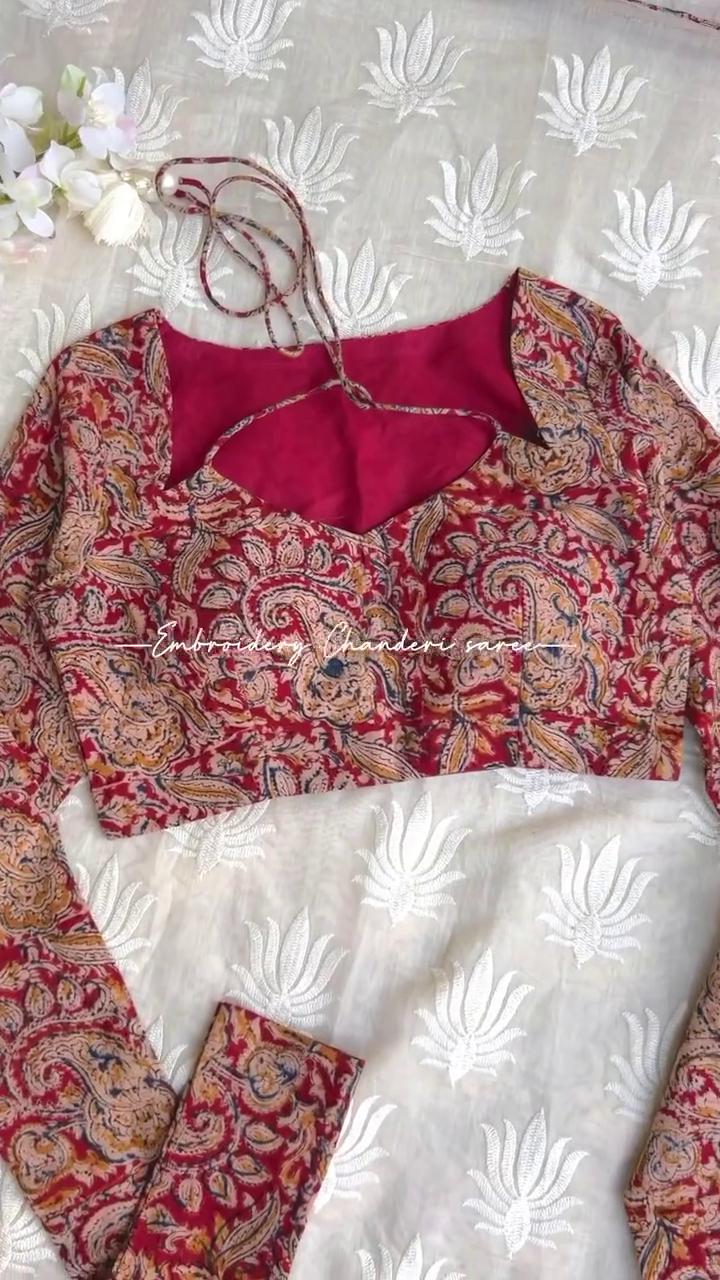 Elegant Embroidered Chanderi Saree