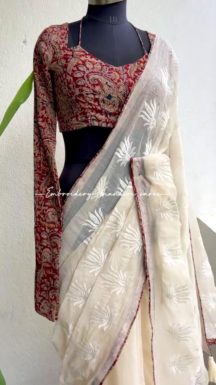Elegant Embroidered Chanderi Saree