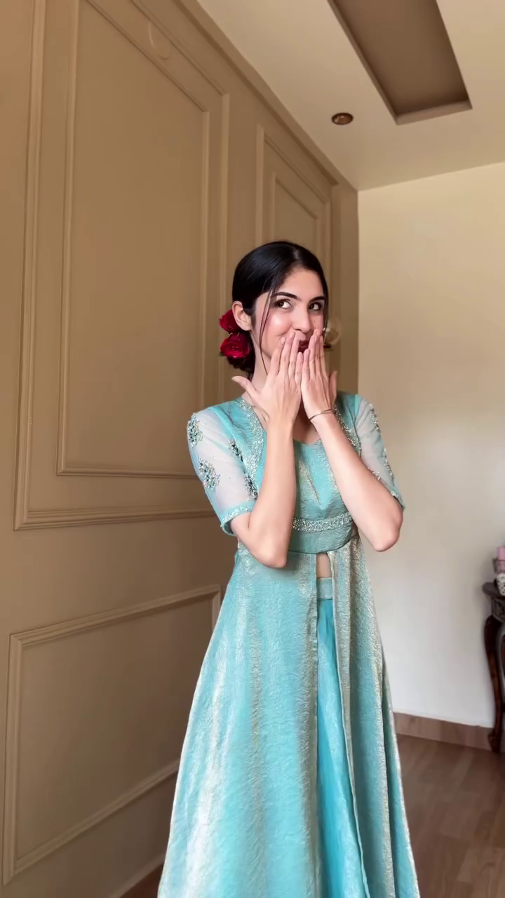 Elegant Aqua Ethnic Gown