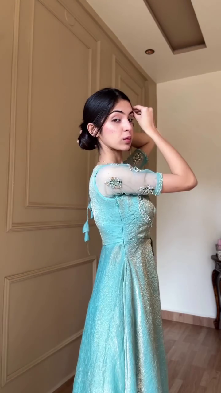 Elegant Aqua Ethnic Gown