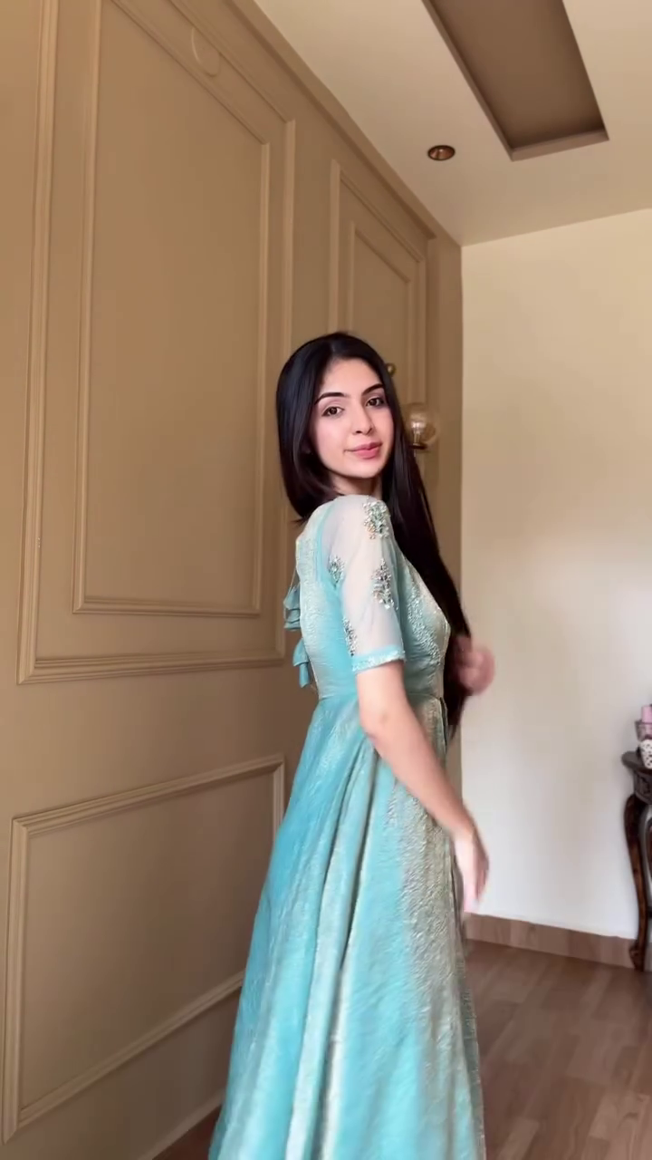 Elegant Aqua Ethnic Gown