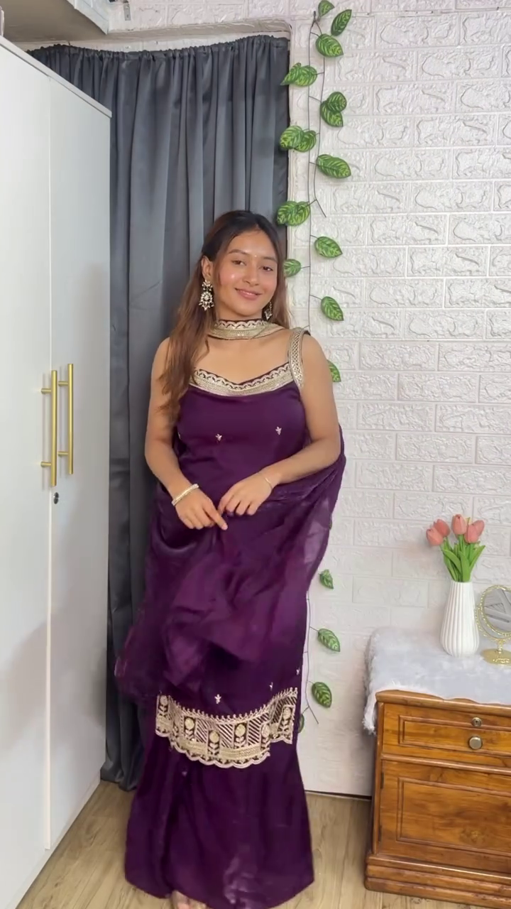 Embroidered Ethnic Suit Set with Elegant Dupatta